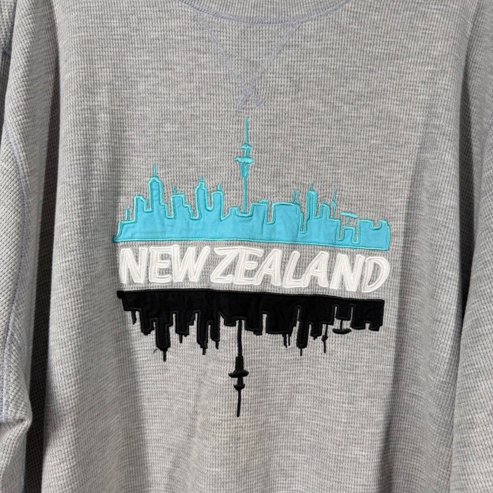Princess Cruises New Zealand Skyline Waffle Knit Thermal Shirt Mens Sz XXL Gray